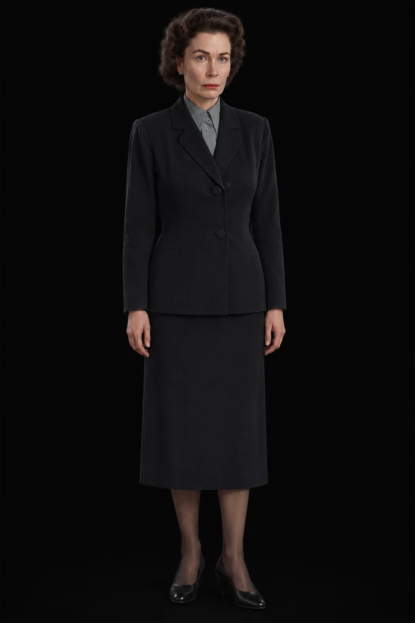 Full-length character portrait of Lady Lisle Badger